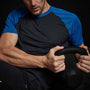 Two Tone Short Sleeve Raglan Crew in Deep/Baltic Blue | James Perse Los Angeles
