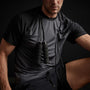Two Tone Short Sleeve Raglan Crew in Slate/Black | James Perse Los Angeles