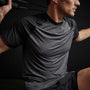 Two Tone Short Sleeve Raglan Crew in Slate/Black | James Perse Los Angeles