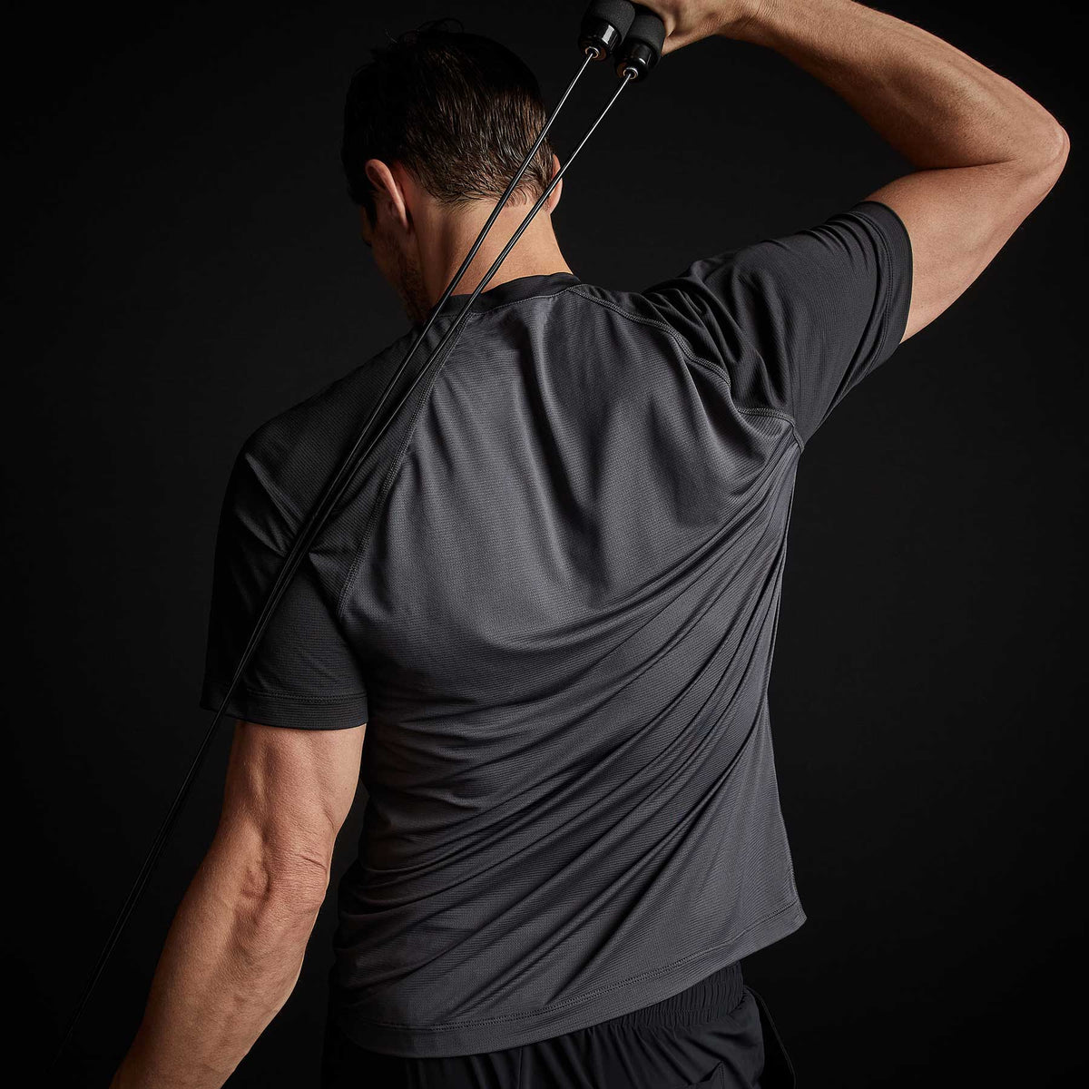 Two Tone Short Sleeve Raglan Crew in Slate/Black | James Perse Los Angeles