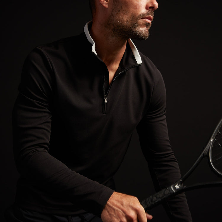Y/OSEMITE Performance Pique Zip Tee - Black/Ice | James Perse Los Angeles