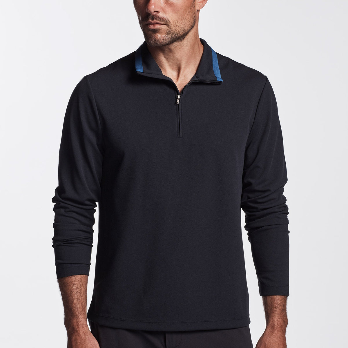 Y/OSEMITE Performance Pique Zip Tee In Navy/Reflex | James Perse Los Angeles
