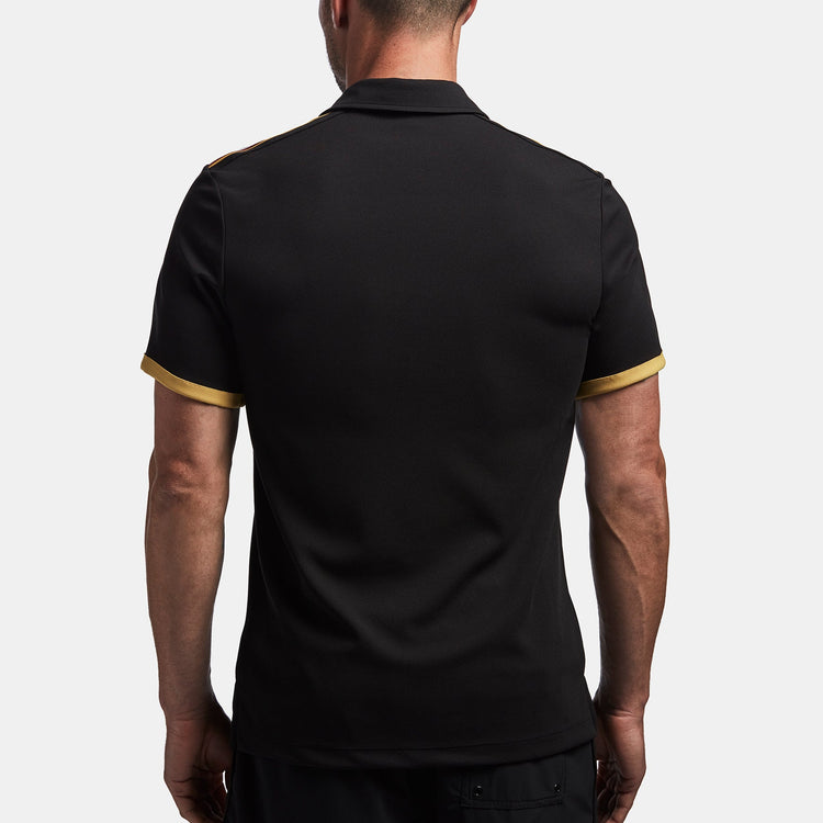 Y/OSEMITE Shoulder Stripe Performance Polo In Black | James Perse Los Angeles