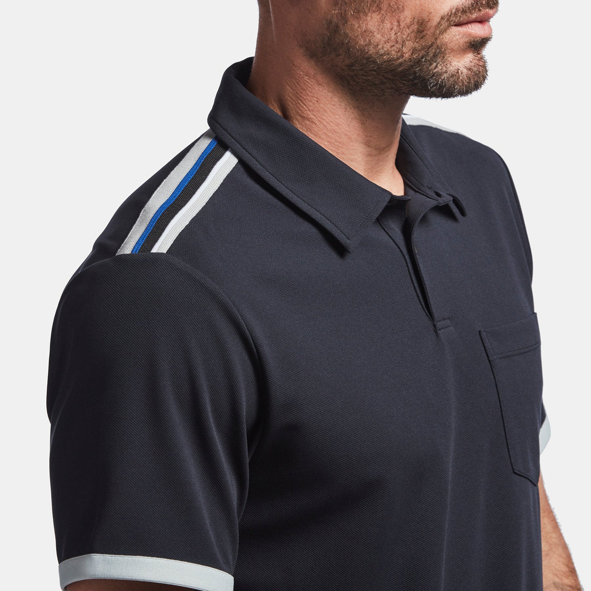 Y/OSEMITE Shoulder Stripe Performance Polo In Navy | James Perse Los Angeles