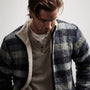 Sherpa Lined Plaid Zip Jacket in Breeze Plaid | James Perse Los Angeles