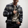 Sherpa Lined Plaid Zip Jacket in Breeze Plaid | James Perse Los Angeles