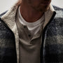 Sherpa Lined Plaid Zip Jacket in Breeze Plaid | James Perse Los Angeles