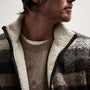 Sherpa Lined Plaid Zip Jacket in Dapple Plaid | James Perse Los Angeles