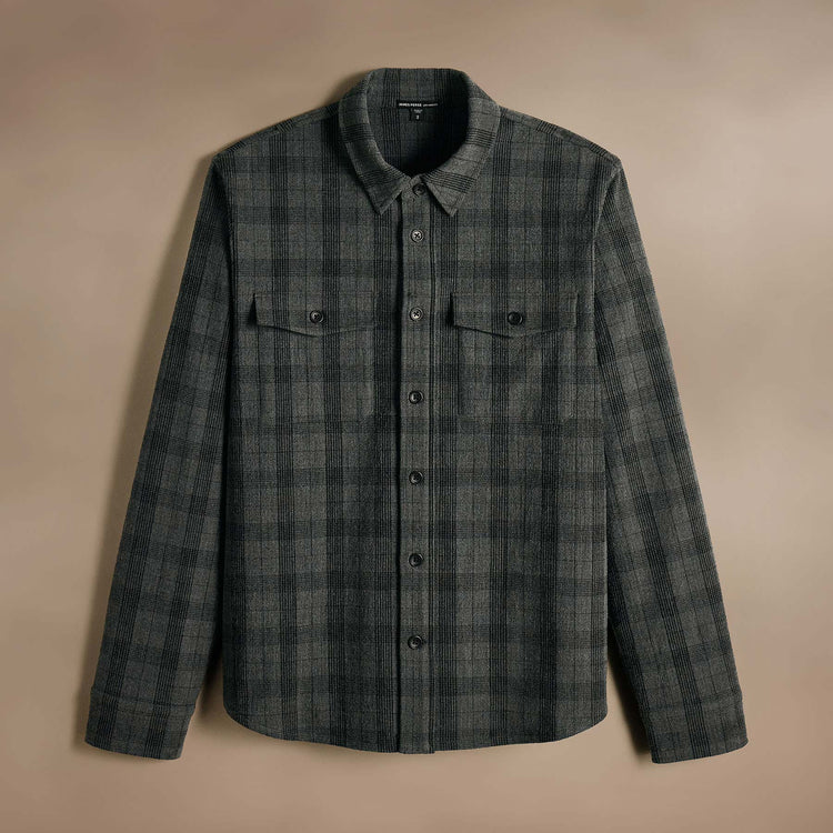 Poly Wool Twill Shirt Jacket  in Charcoal/Black | James Perse Los Angeles