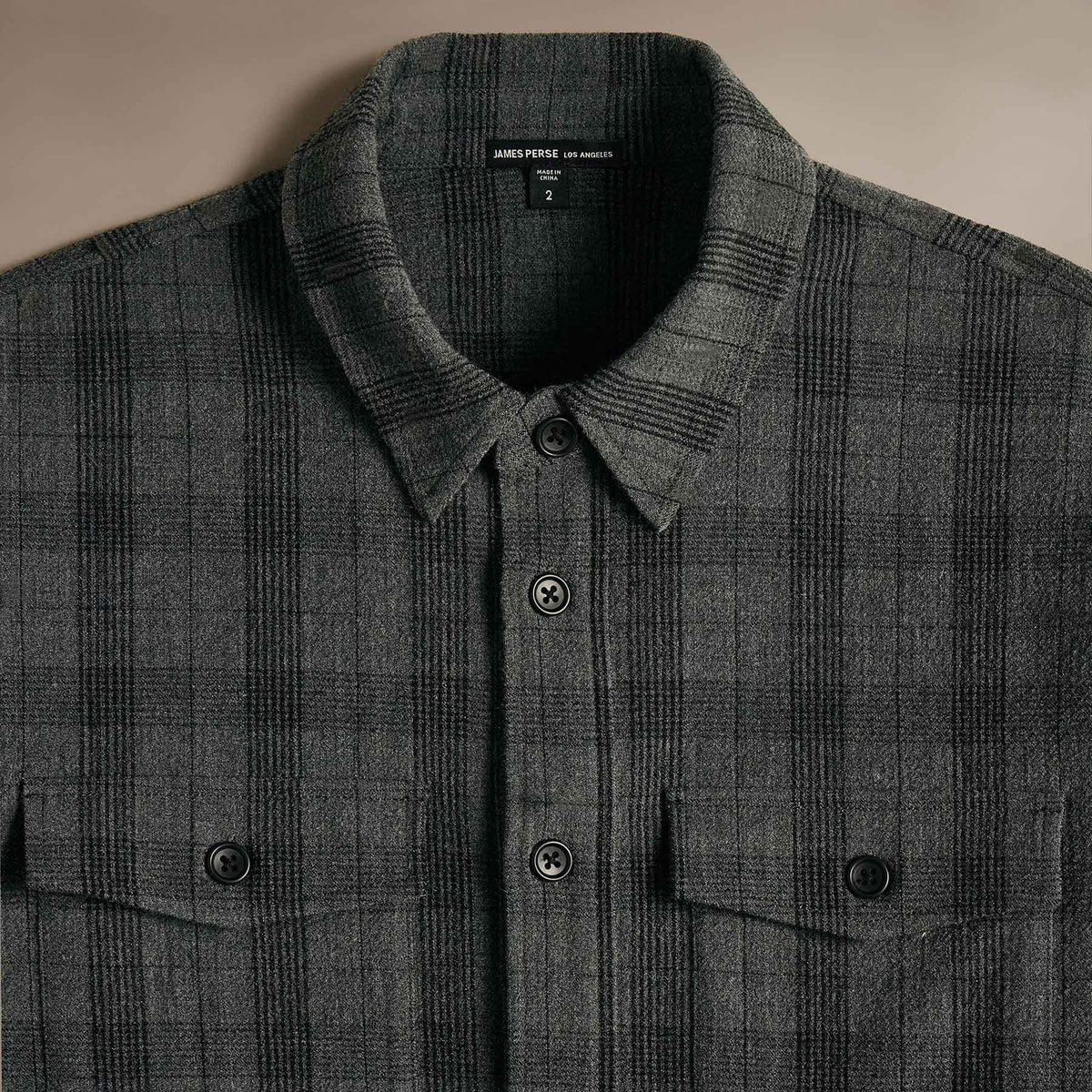 Poly Wool Twill Shirt Jacket  in Charcoal/Black | James Perse Los Angeles