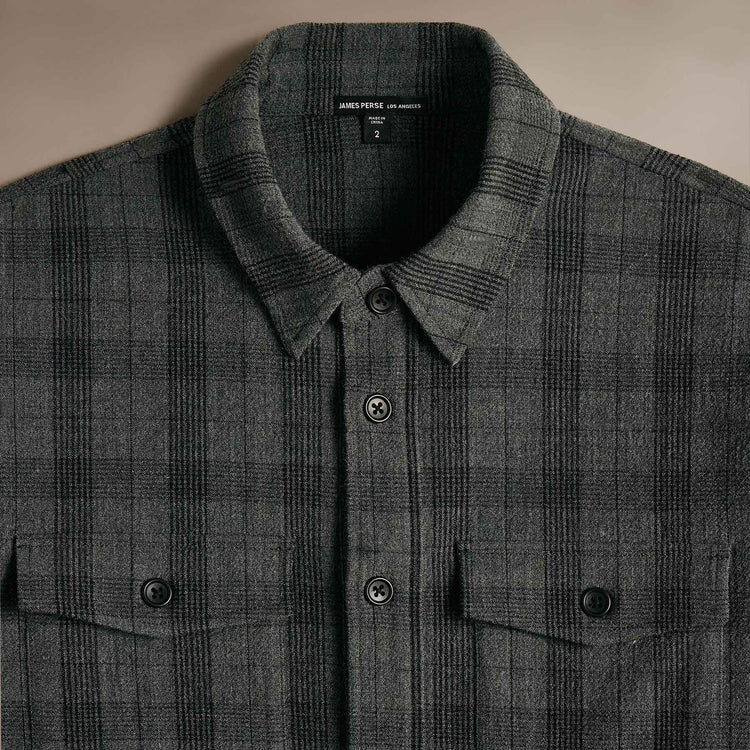 Poly Wool Twill Shirt Jacket  in Charcoal/Black | James Perse Los Angeles