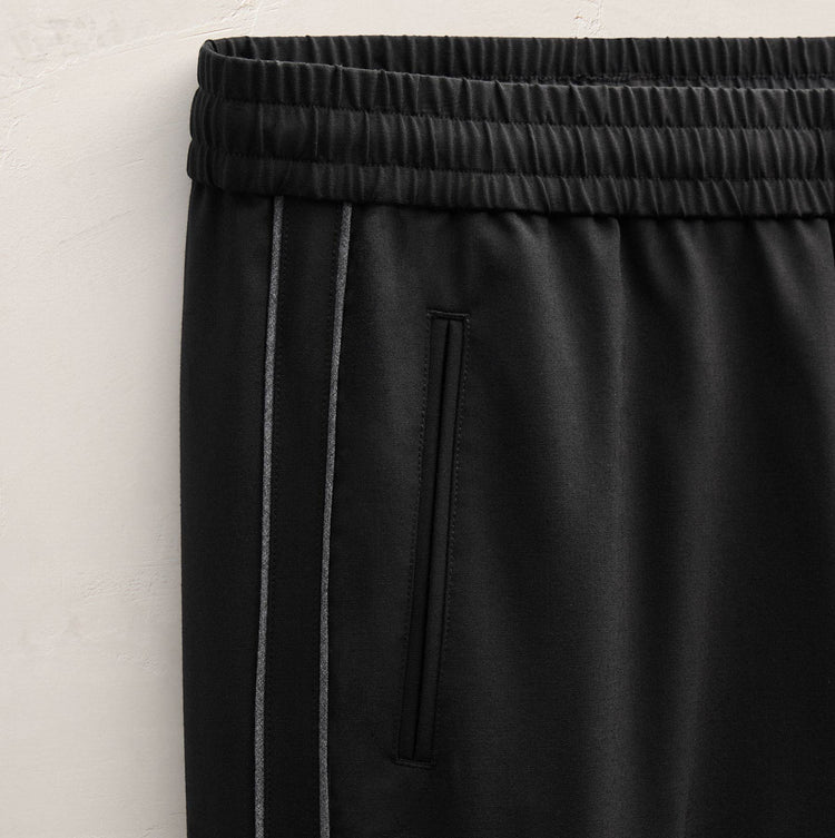 Wool Cashmere Flannel Side Piping Pant in Black | James Perse Los Angeles FLAT