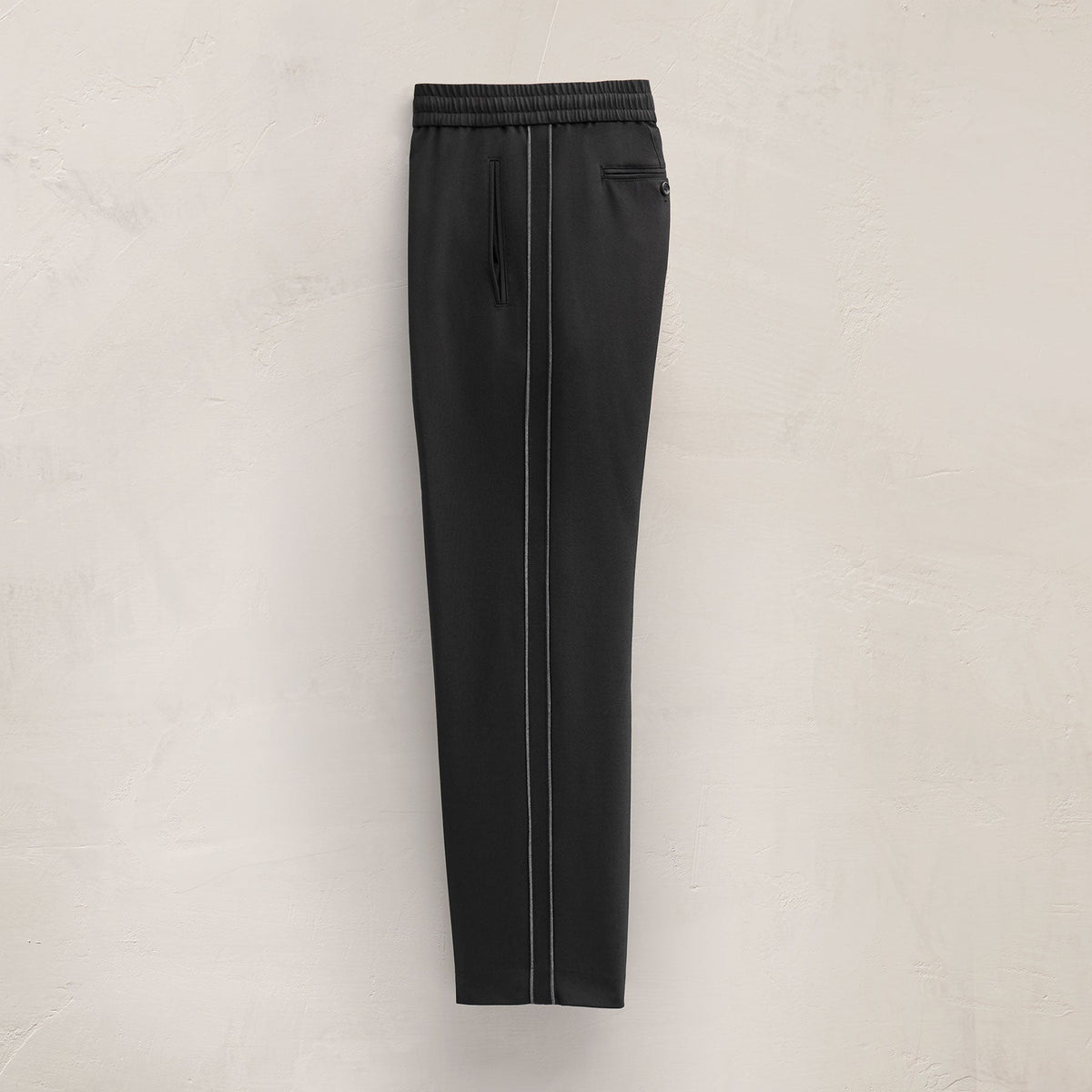 Wool Cashmere Flannel Side Piping Pant in Black | James Perse Los Angeles FLAT