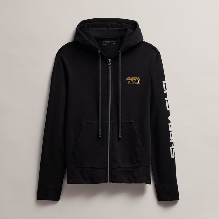 Men's Fleece Full Zip Grateful Dead in Black/Cadmium | James Perse Los Angeles