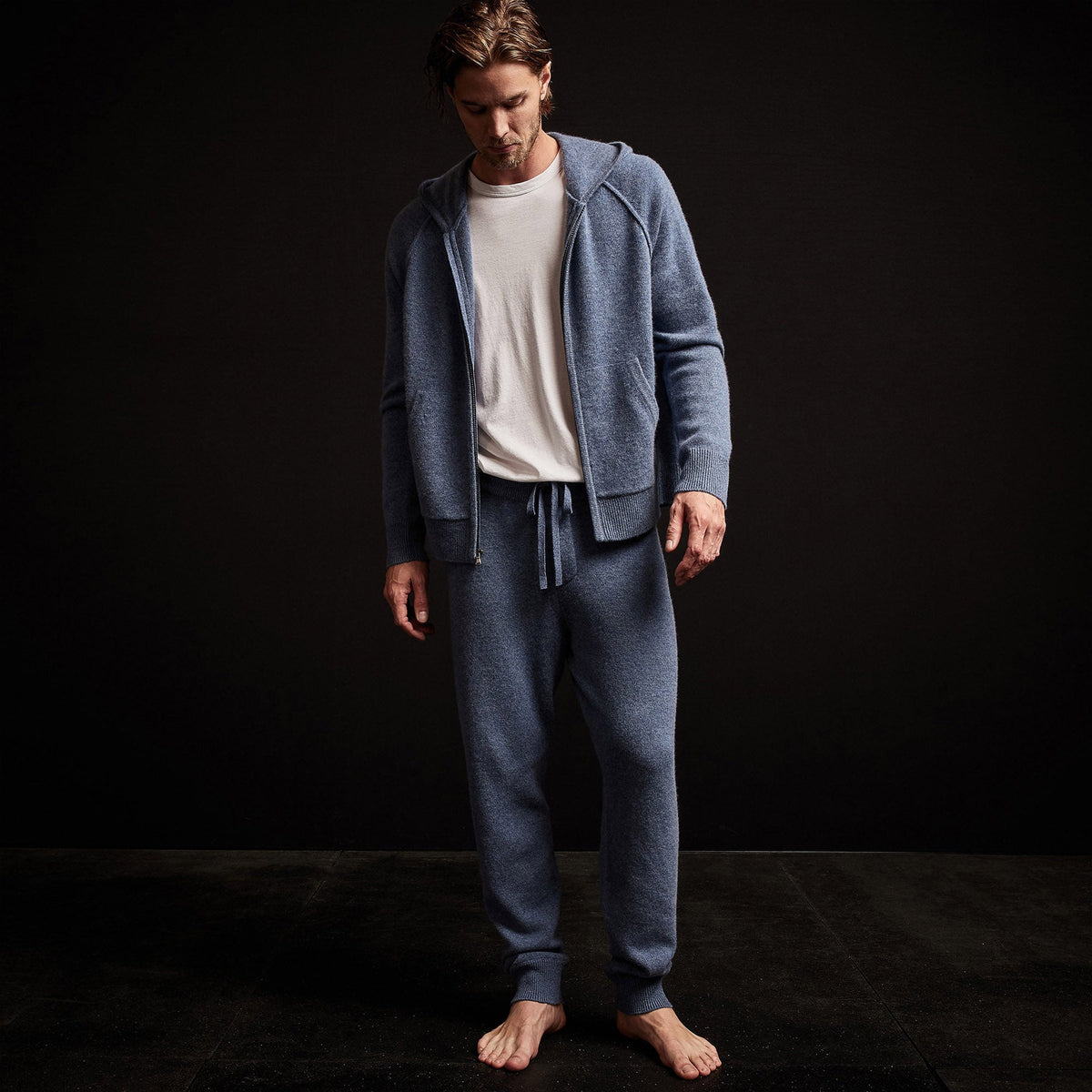 Recycled Cashmere Track Pant in Denim | James Perse Los Angeles