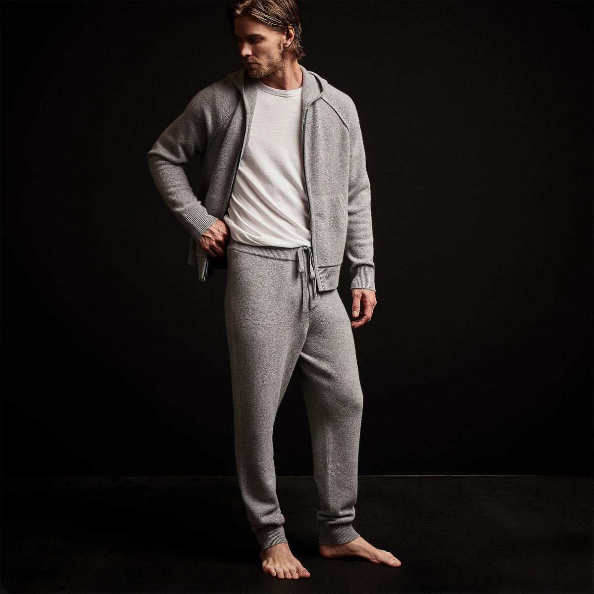 Recycled Cashmere Track Pant in Heather Grey | James Perse Los Angeles