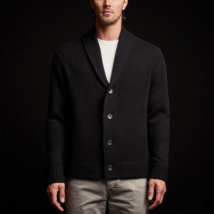 Shawl Collar Button Up Cardigan in Black | James Perse Los Angeles