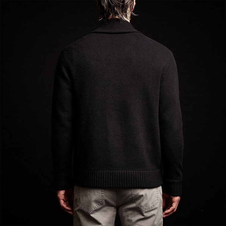 Shawl Collar Button Up Cardigan in Black | James Perse Los Angeles