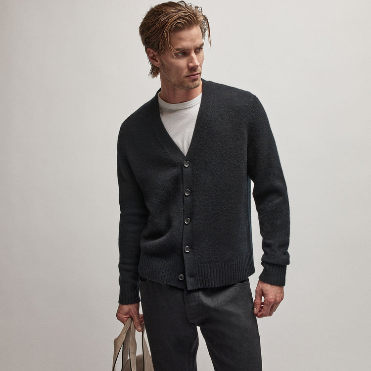 Recycled Cashmere Cardigan in Black | James Perse Los Angeles