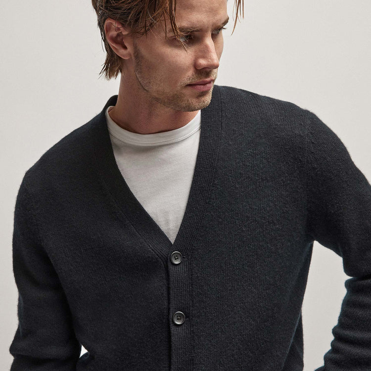 Recycled Cashmere Cardigan in Black | James Perse Los Angeles