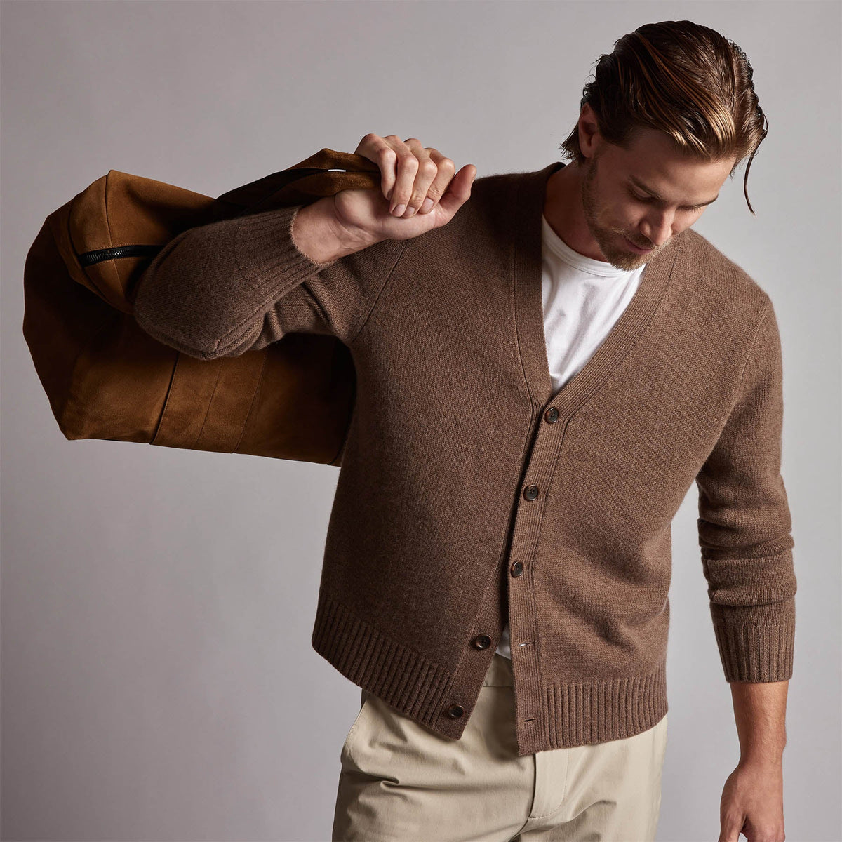 Recycled Cashmere Cardigan in Fox | James Perse Los Angeles