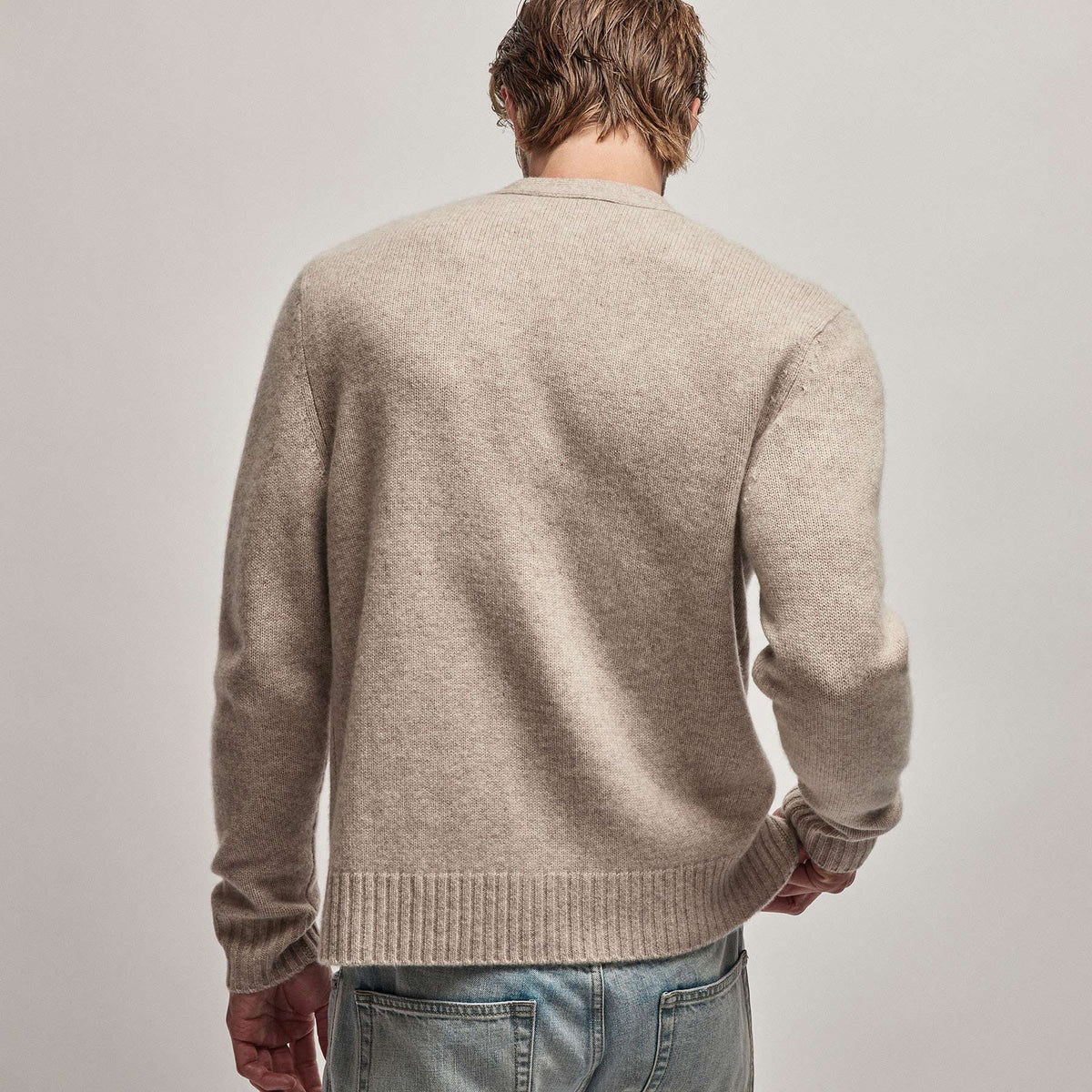 Recycled Cashmere Cardigan in Stone | James Perse Los Angeles
