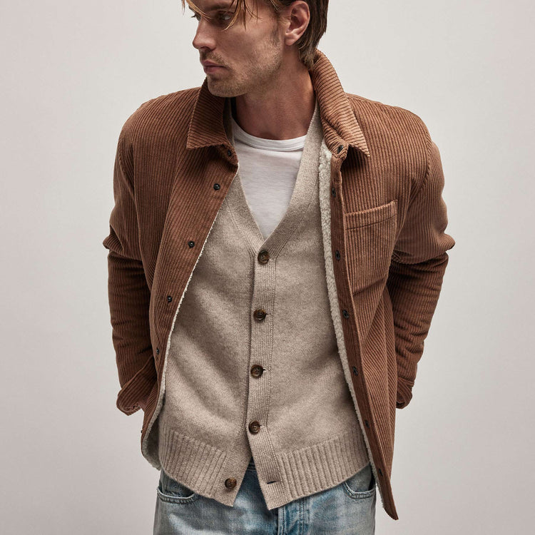 Recycled Cashmere Cardigan in Stone | James Perse Los Angeles