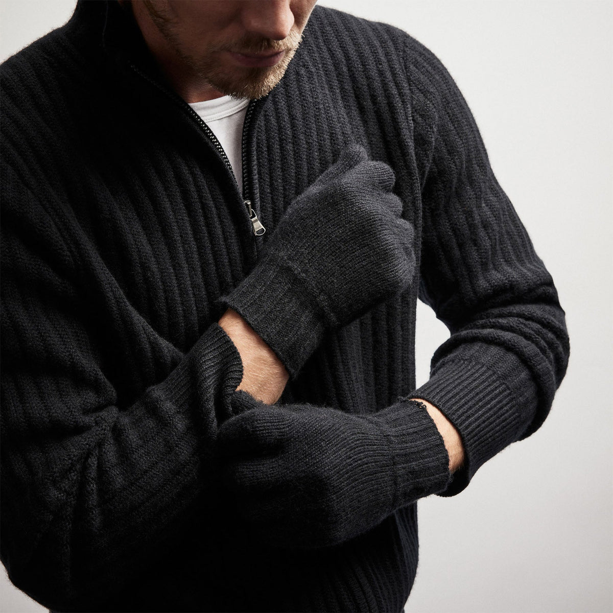 Recycled Cashmere Cardigan in Black | James Perse Los Angeles