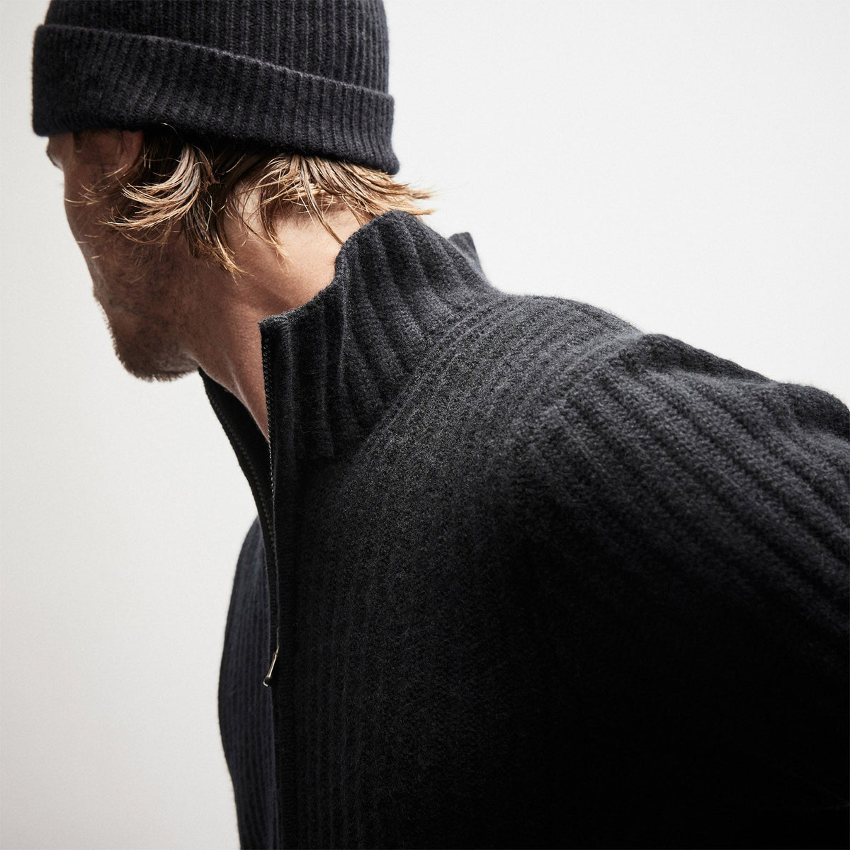 Recycled Cashmere Cardigan in Black | James Perse Los Angeles