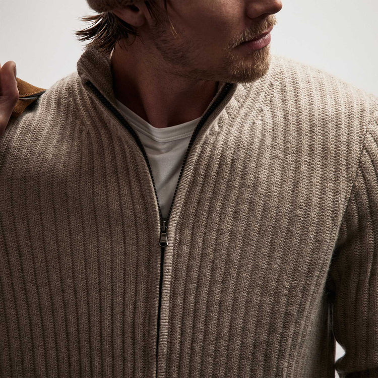 Recycled Cashmere Cardigan in Coyote | James Perse Los Angeles