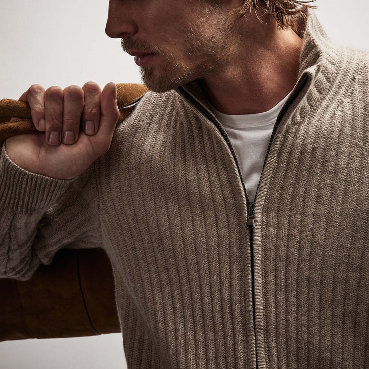 Recycled Cashmere Cardigan in Coyote | James Perse Los Angeles