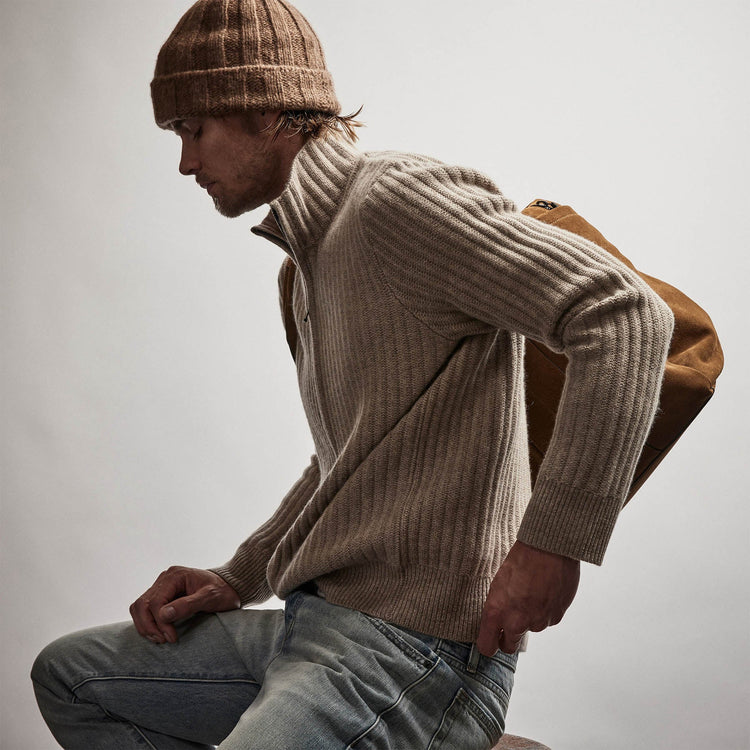 Recycled Cashmere Cardigan in Coyote | James Perse Los Angeles