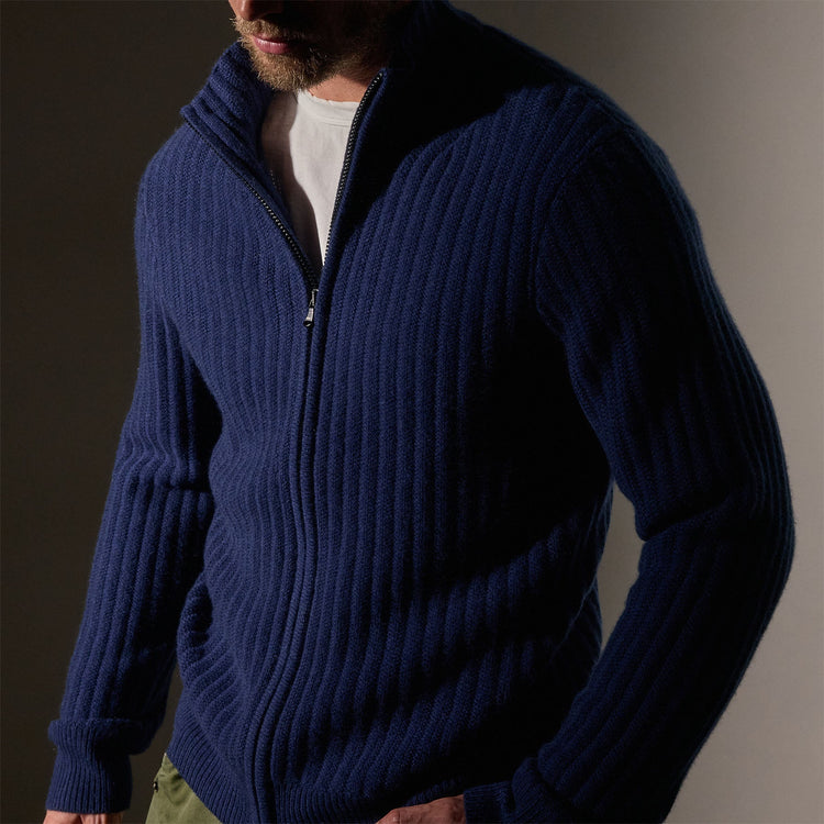 Recycled Cashmere Cardigan  in Royal Blue | James Perse Los Angeles