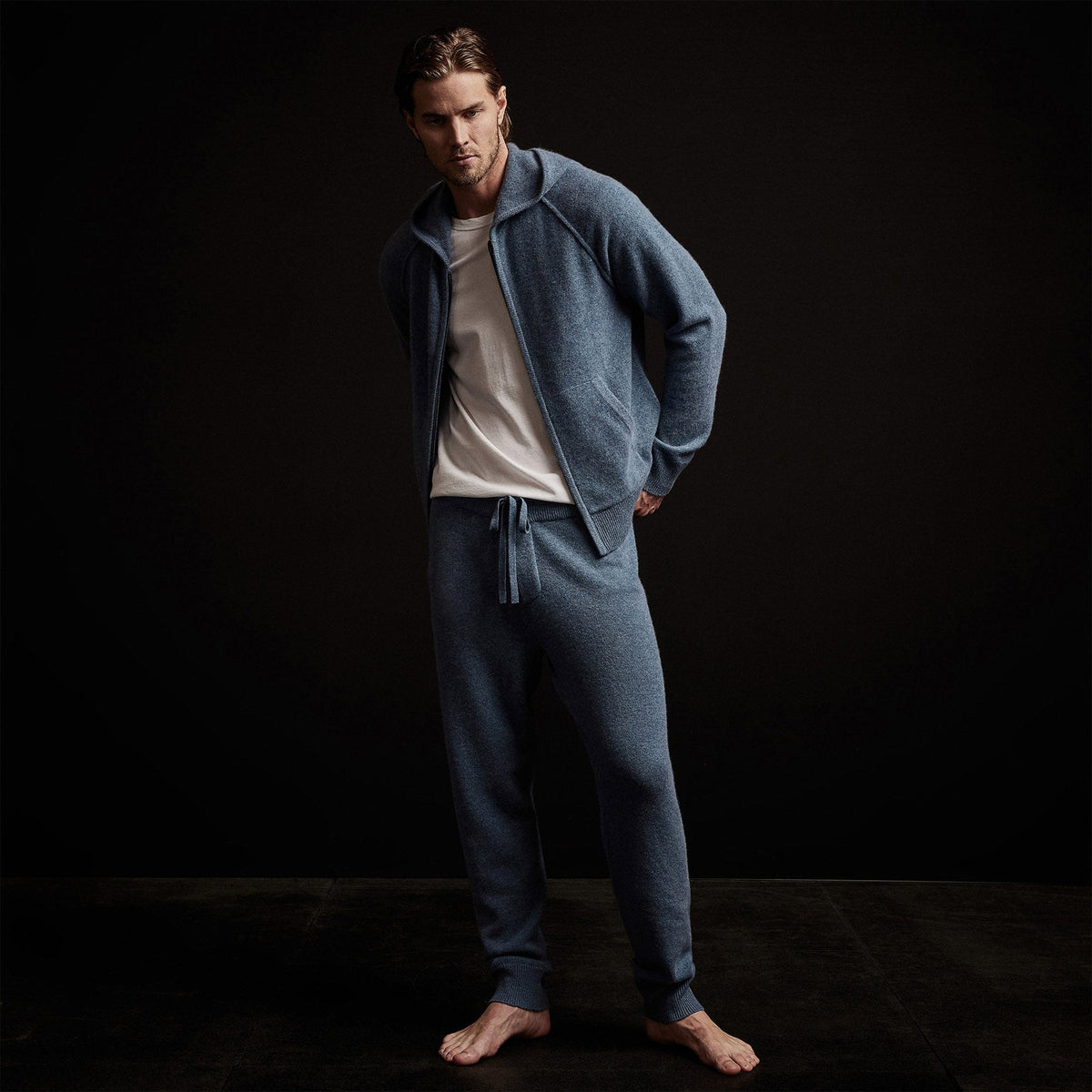 Recycled Cashmere Jacket in Denim | James Perse Los Angeles