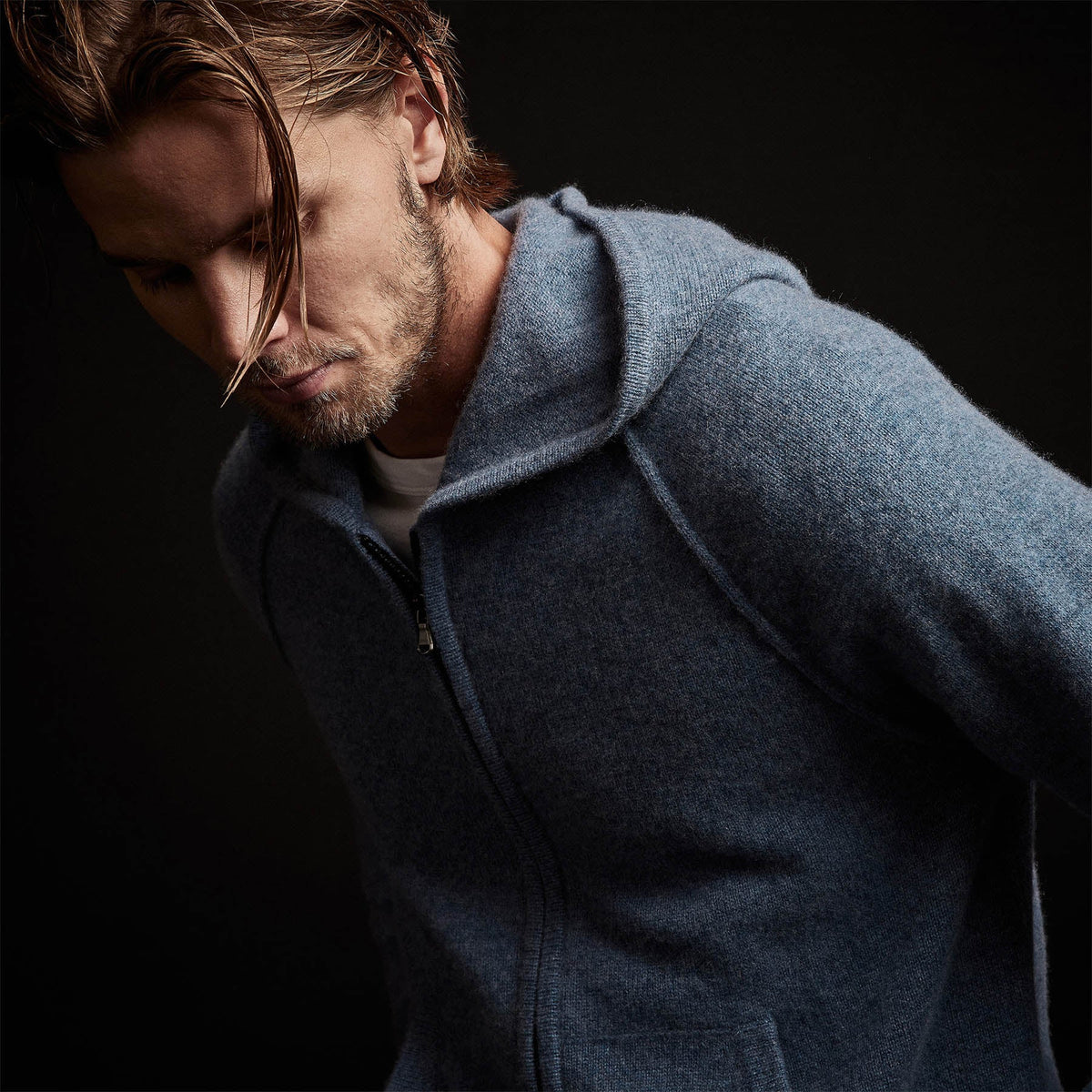Recycled Cashmere Jacket in Denim | James Perse Los Angeles