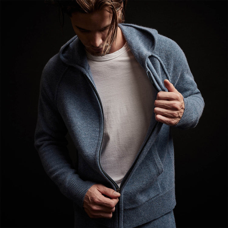 Recycled Cashmere Jacket in Denim | James Perse Los Angeles