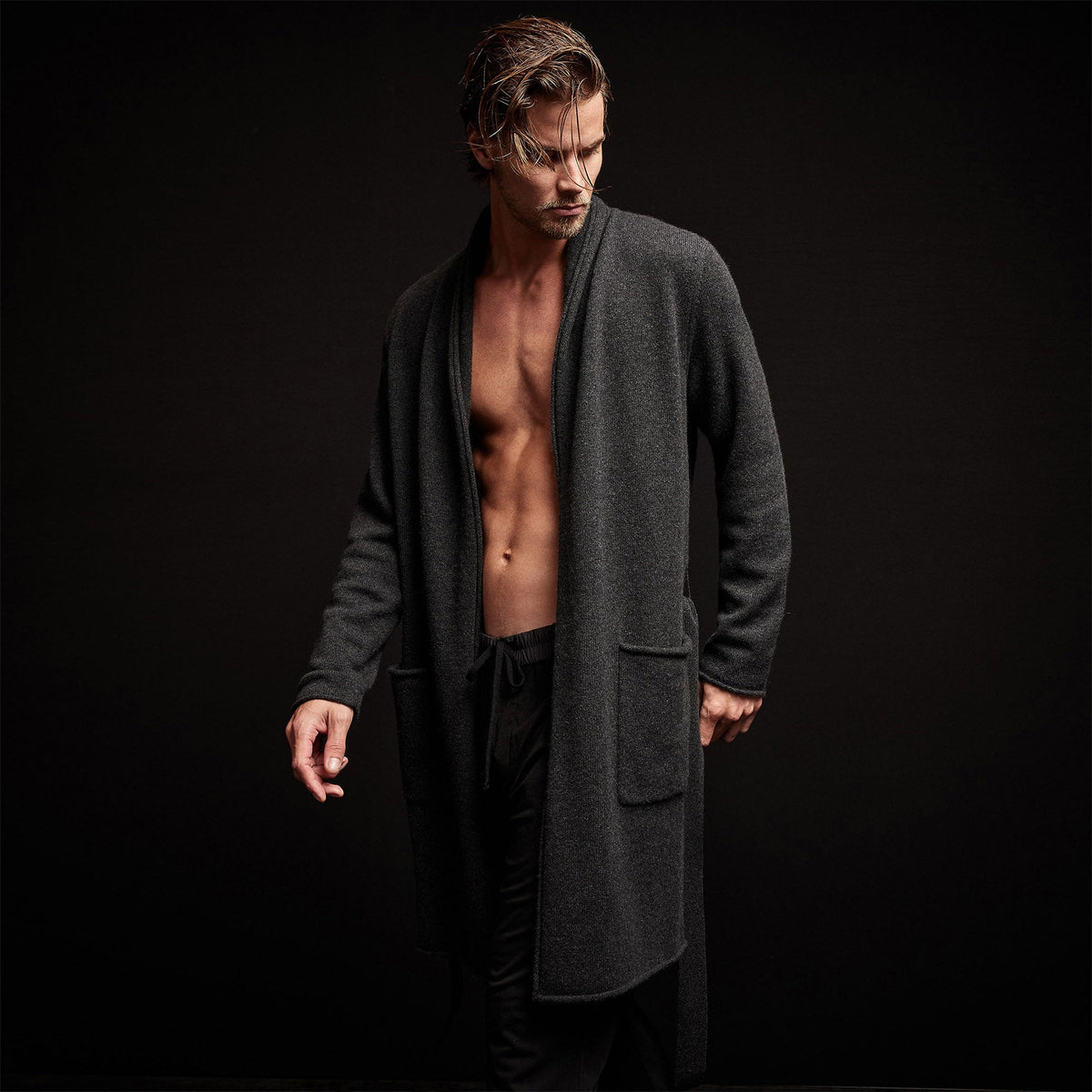Recycled Cashmere Robe in Coal | James Perse Los Angeles