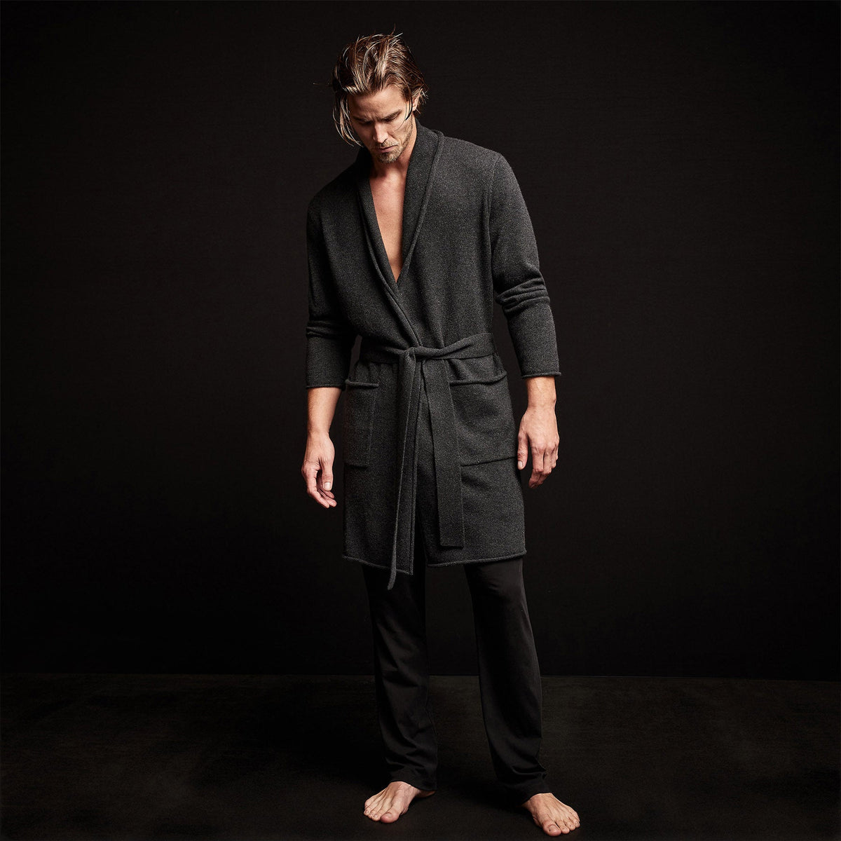 Recycled Cashmere Robe in Coal | James Perse Los Angeles