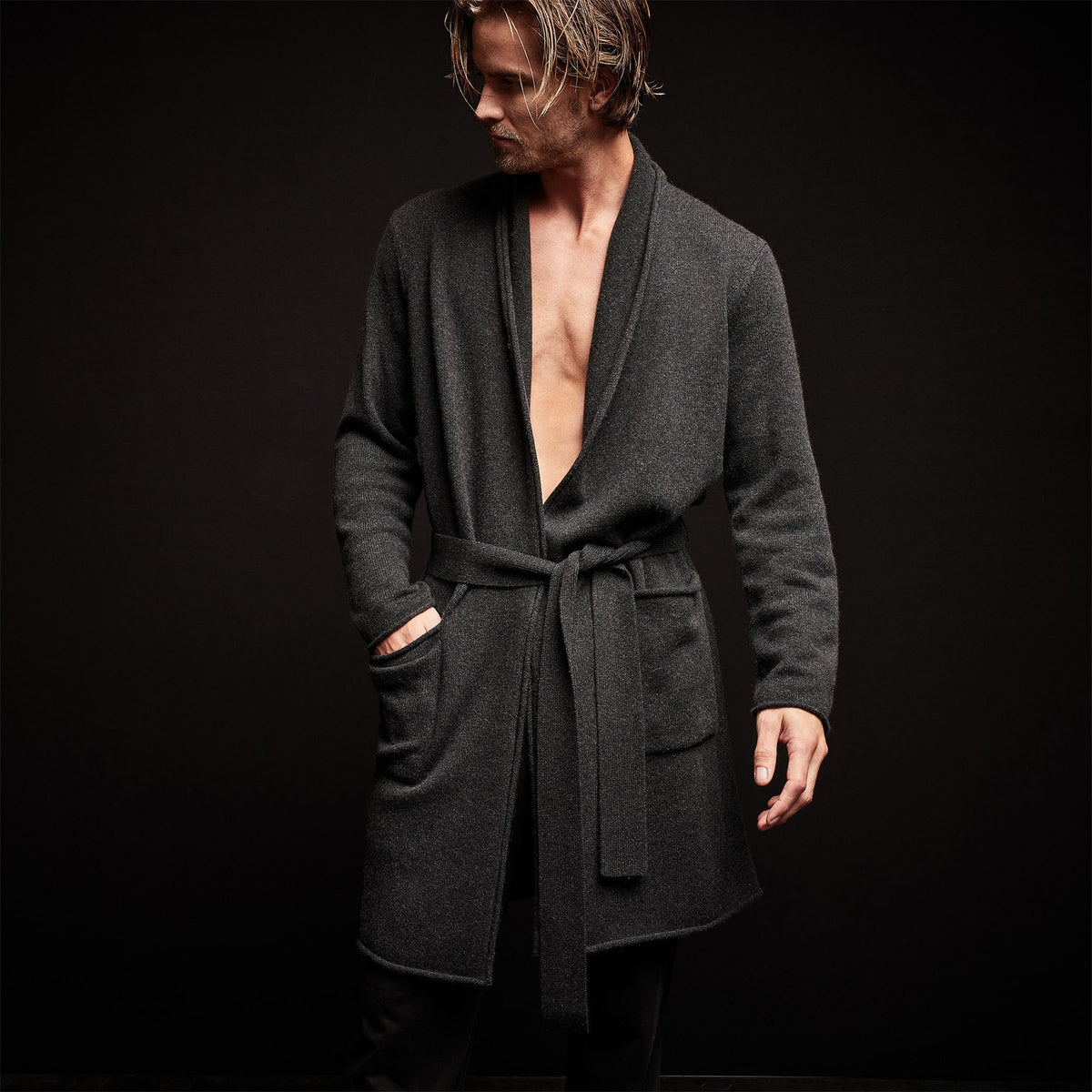 Recycled Cashmere Robe in Coal | James Perse Los Angeles
