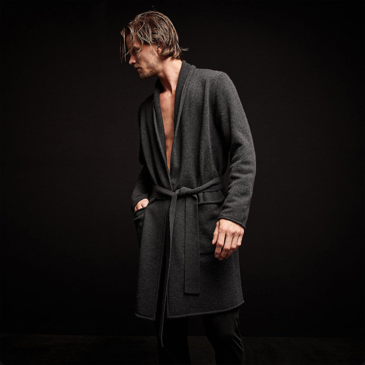 Recycled Cashmere Robe in Coal | James Perse Los Angeles