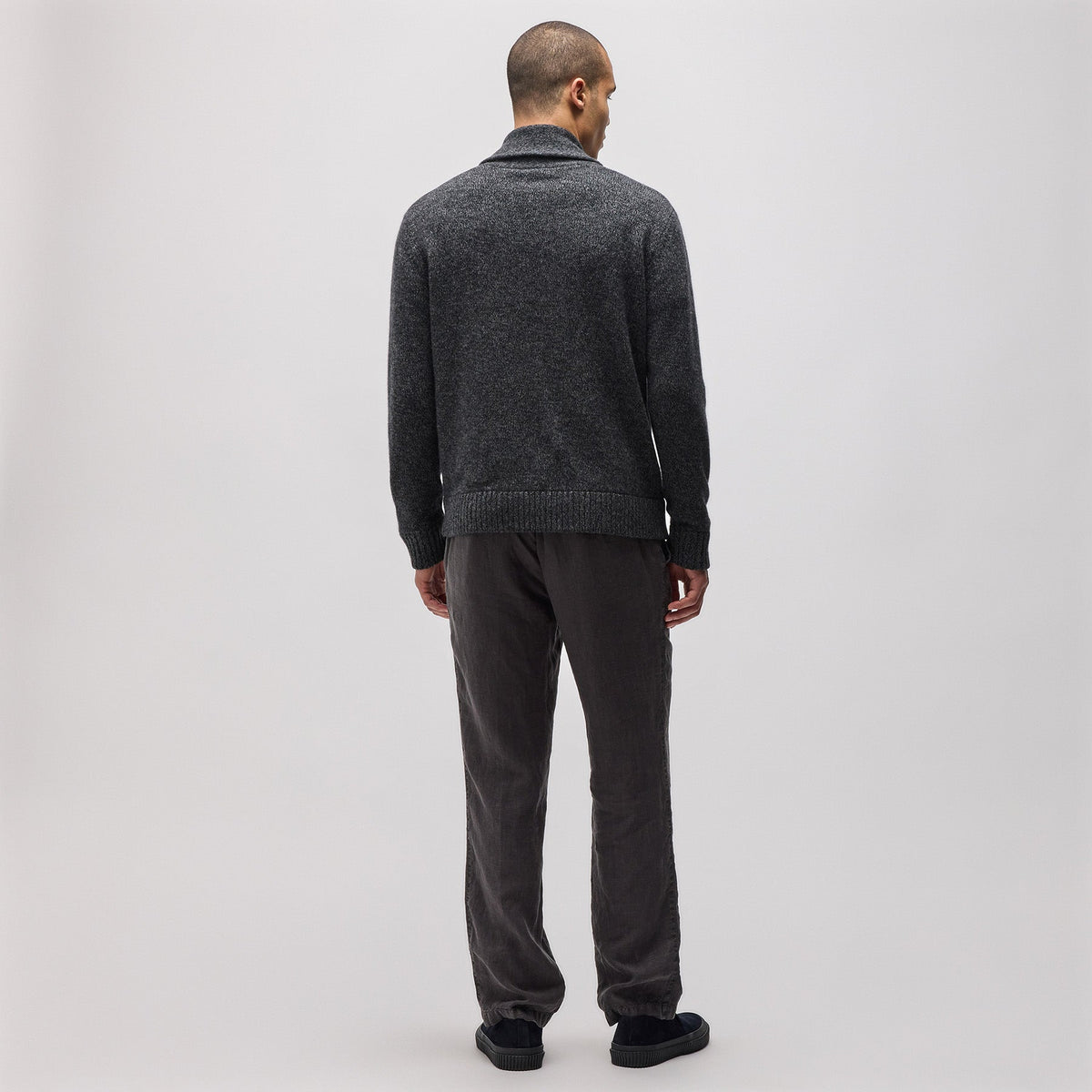 Marled Shawl Collar Cardigan in Charcoal Marl | James Perse Los Angeles