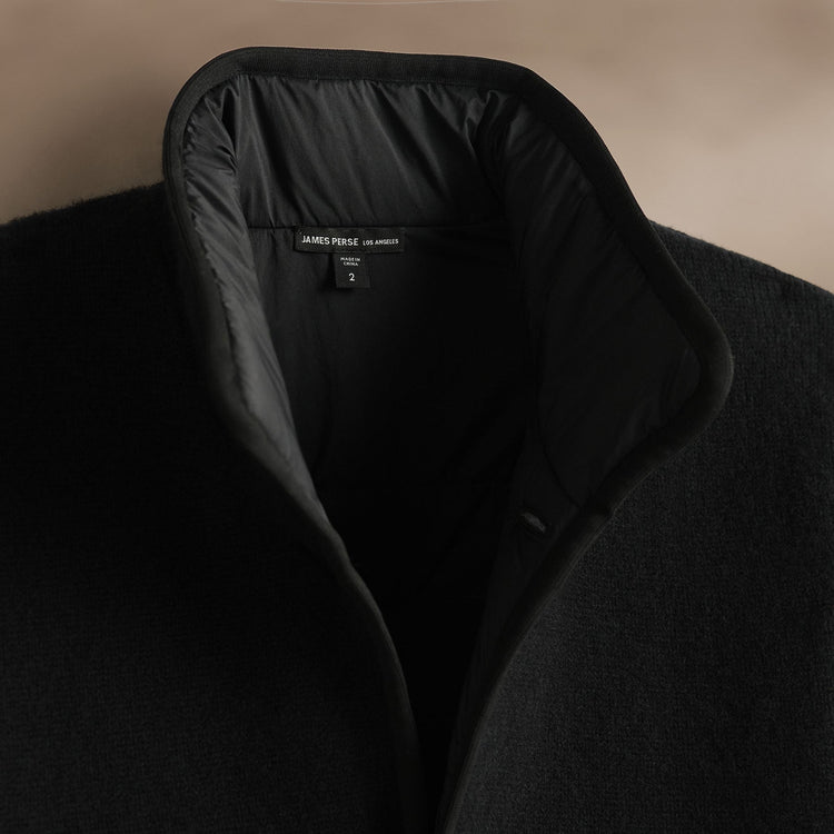 Insulated Cashmere Knit Coat  in Black | James Perse Los Angeles