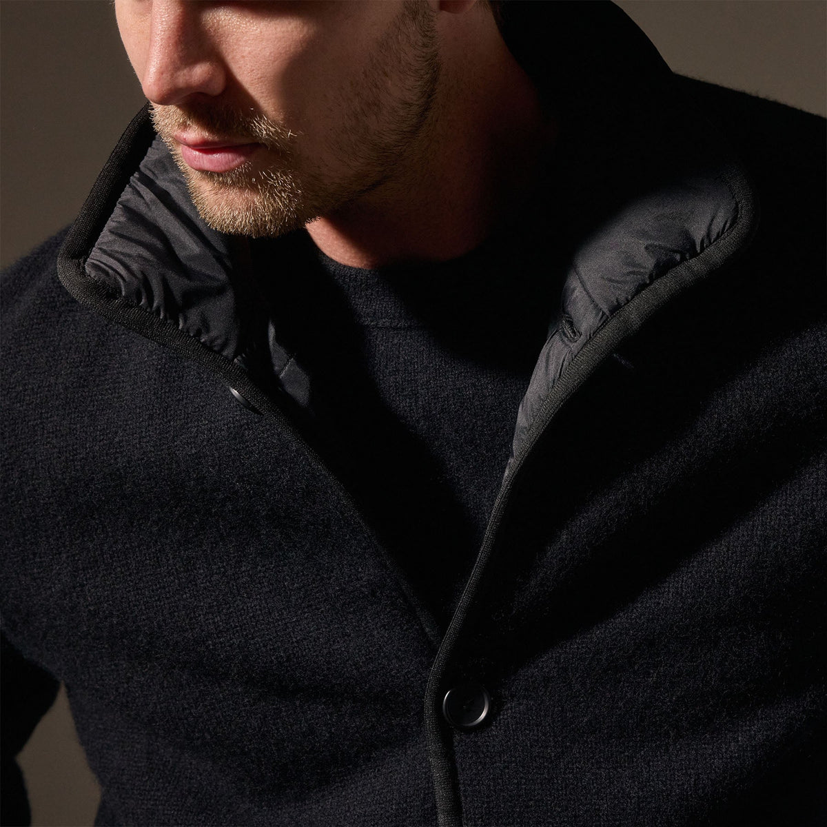 Insulated Cashmere Knit Coat in Black | James Perse Los Angeles