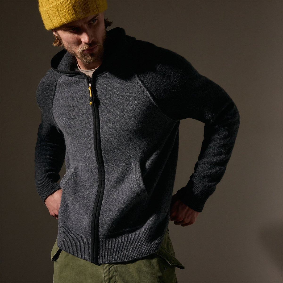 Cashmere Track Jacket  in Flannel/Coal | James Perse Los Angeles