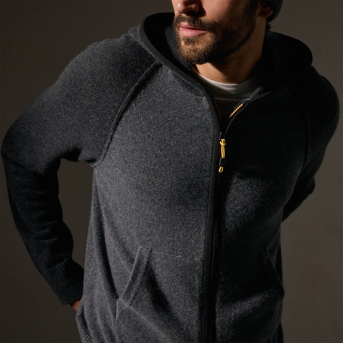 Cashmere Track Jacket in Flannel/Coal | James Perse Los Angeles