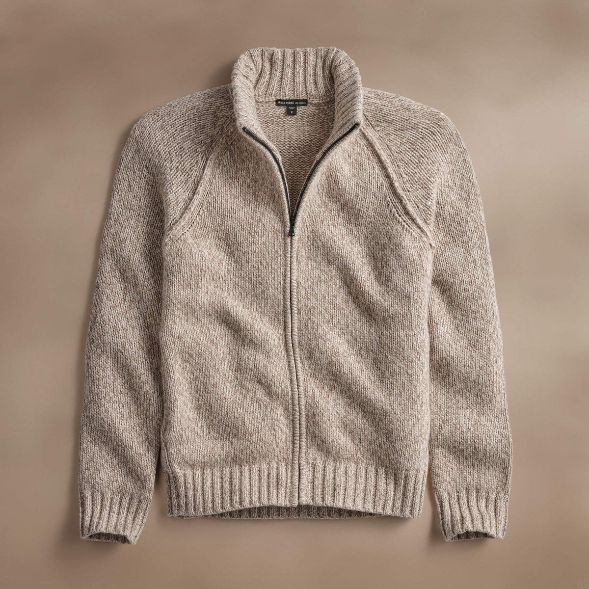 Chunky Cashmere Zip Up in Stone Marl | James Perse Los Angeles