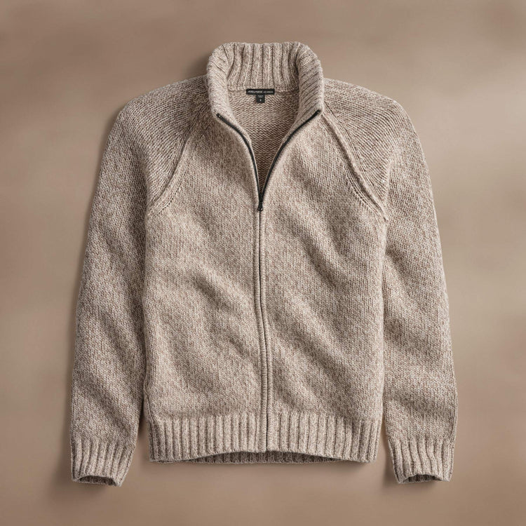 Chunky Cashmere Zip Up in Stone Marl | James Perse Los Angeles