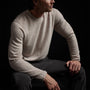 Crew Neck W/ Double Bar Intarsia in Stone | James Perse Los Angeles