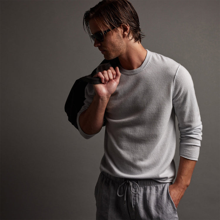 Recycled Cashmere Crew Neck Sweater in Clear Blue | James Perse Los Angeles