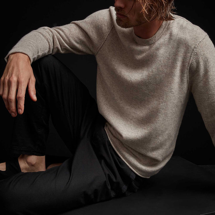 Recycled Cashmere Crew Neck Sweater in Stone | James Perse Los Angeles